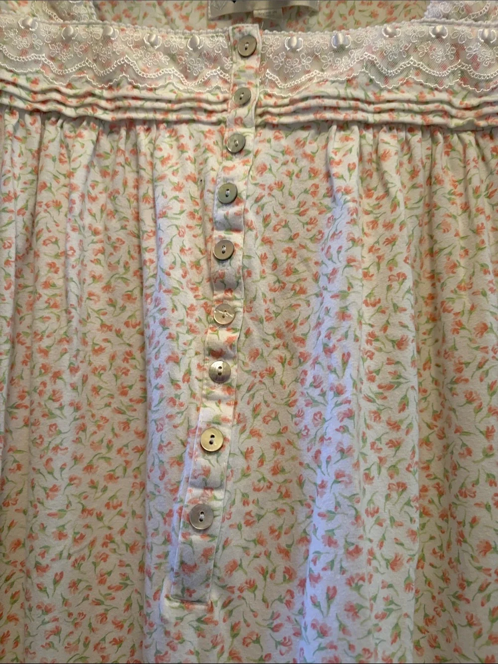 Eileen West Orange Floral Lace Detail Nightgown
